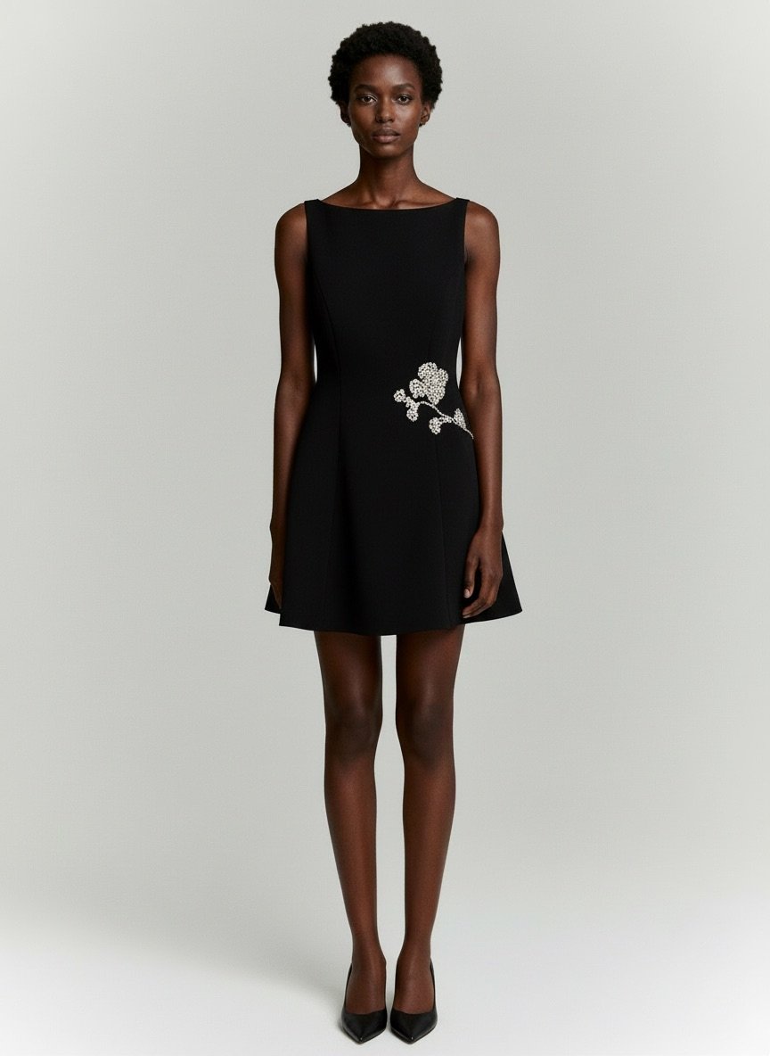 Midnight Blossom Mini Dress