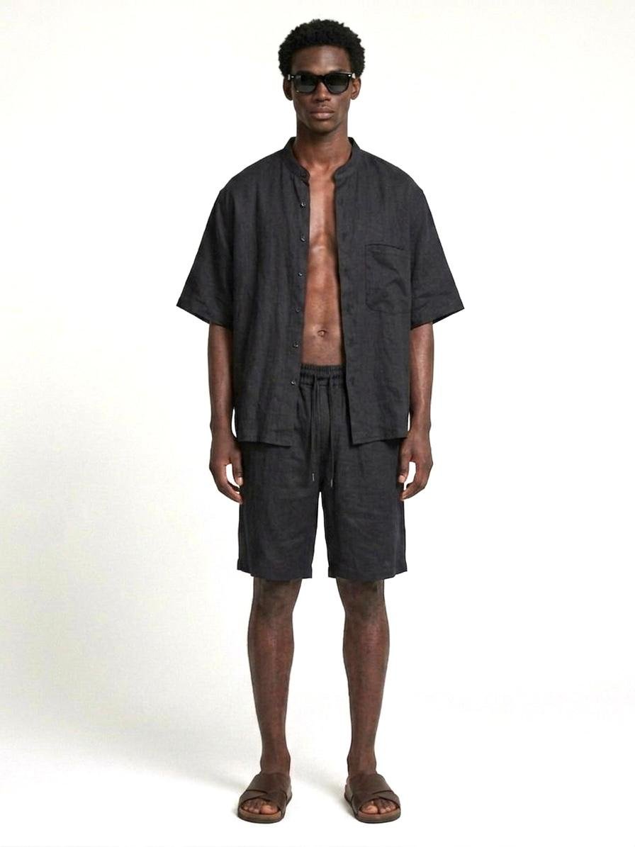 Men’s Black Linen Set - Image 2