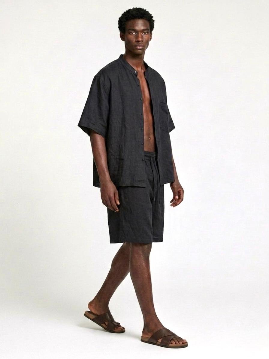 Men’s Black Linen Set - Image 3